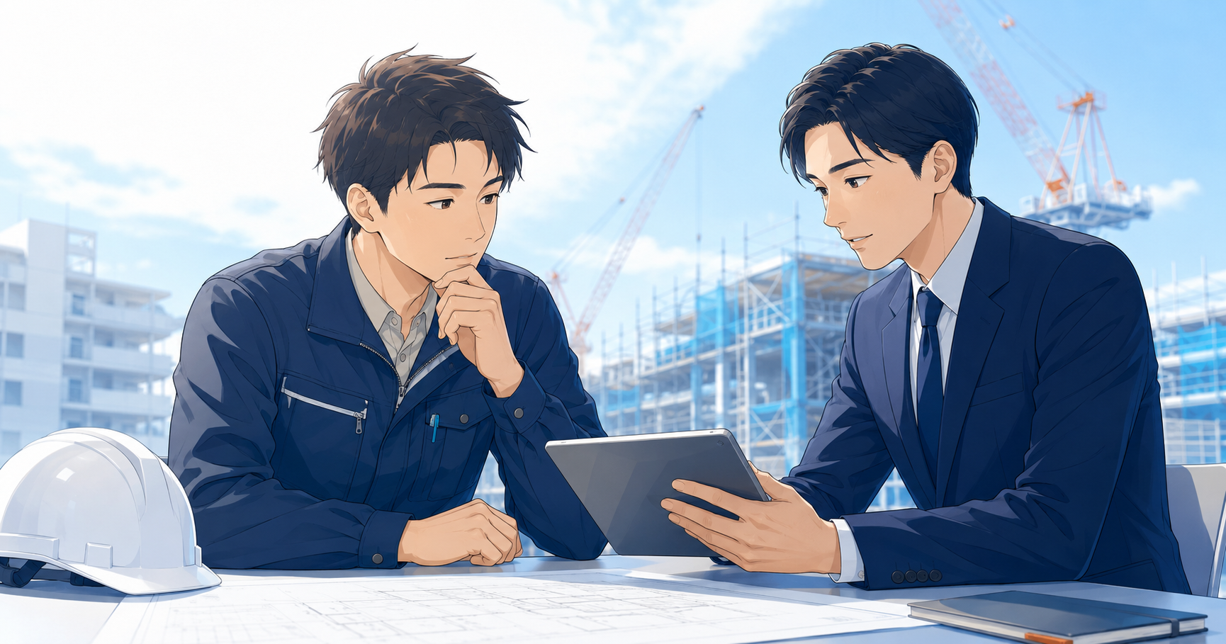ビルドジョブの評判・口コミを検討する建設技術職のイメージ
